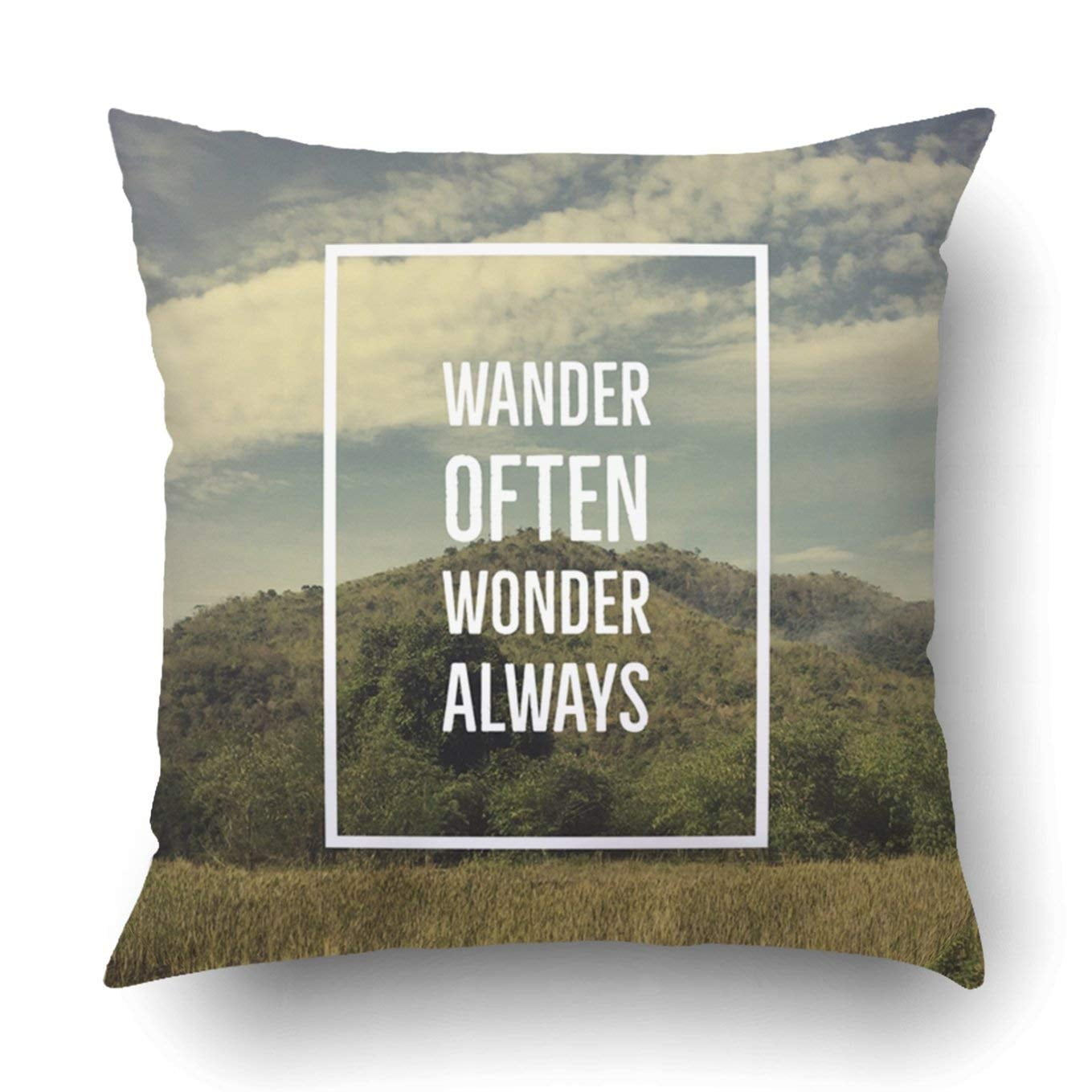 RYLABLUE Inspirational motivational quote wander often wonder always Pillowcase Throw Pillow Cover Case 20x20 inches Walmart
