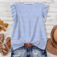 thumbnail image 6 of WULMLEO Women's Casual Striped Top V-Neck Button Down Lightweight Summer Blouse Light Blue M, 6 of 6