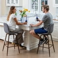 thumbnail image 4 of Homy Casa 26" Swivel Counter Height Bar Stools, Set of 2, Grey Fabric, Wood-Look Legs, 4 of 8