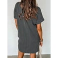 thumbnail image 3 of Womens Casual Summer Crewneck Short Sleeve Ribbed Mini Tshirt Dress Dark Gray L, 3 of 5