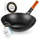thumbnail image 1 of Sartén wok de acero al carbono YOSUKATA de 13.5" – Wok de fondo plano precurado para salteados, barbacoas, parrillas y camping – Utensilios de cocina tradicionales japoneses y chinos – Compatible con, 1 of 5