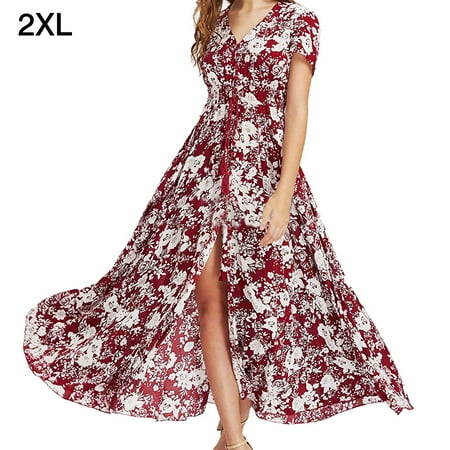

BESTHUA National Style Patterned Deep V-neck Loose Large Peplum Dress for Women