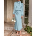 thumbnail image 4 of BTFBM Womens Mock Neck Satin Dress Spring Summer Long Sleeve Lightweight Formal Wedding Party Maxi Cocktail Dresses, 4 of 9