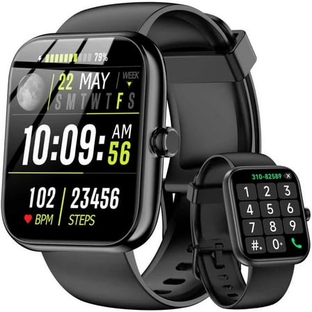 Smart Watch with Alexa Built-in, 1.83" HD Touchscreen & Fitness Tracker with Message Call Function, 120  Sport Modes, IP68 Waterproof, 24/7 Heart Rate/Sleep Monitor, for Android iPhone (Black)