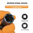 thumbnail image 4 of Ensemble Extracteur d'Écrous de Boulon 22 Pcs Métrique 8-27 mm Outil de Retrait d'Écrous d'Impact 1/2 Pouces et 3/8 Pouces Kit de Retrait de Verrou de Roue d'Entraînement pour Extraire Écrous et Vis Givrés Endommagés, Découpés T, 4 of 6