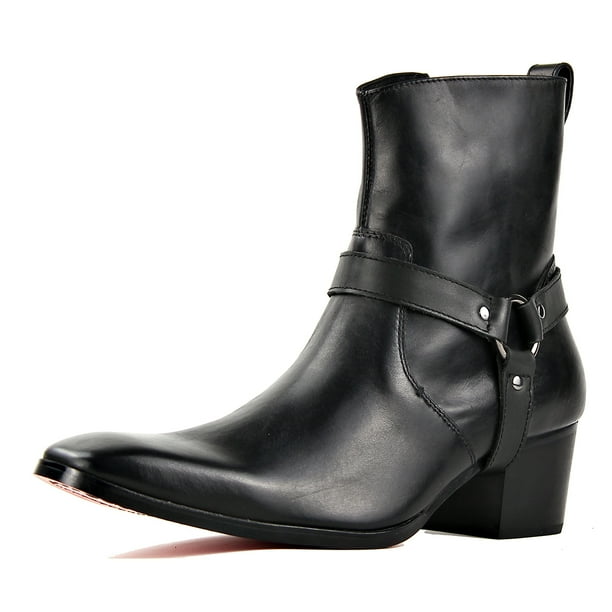 OSSTONE Dress Boots Chelsea Designer Boots for Men Zipperup Leather