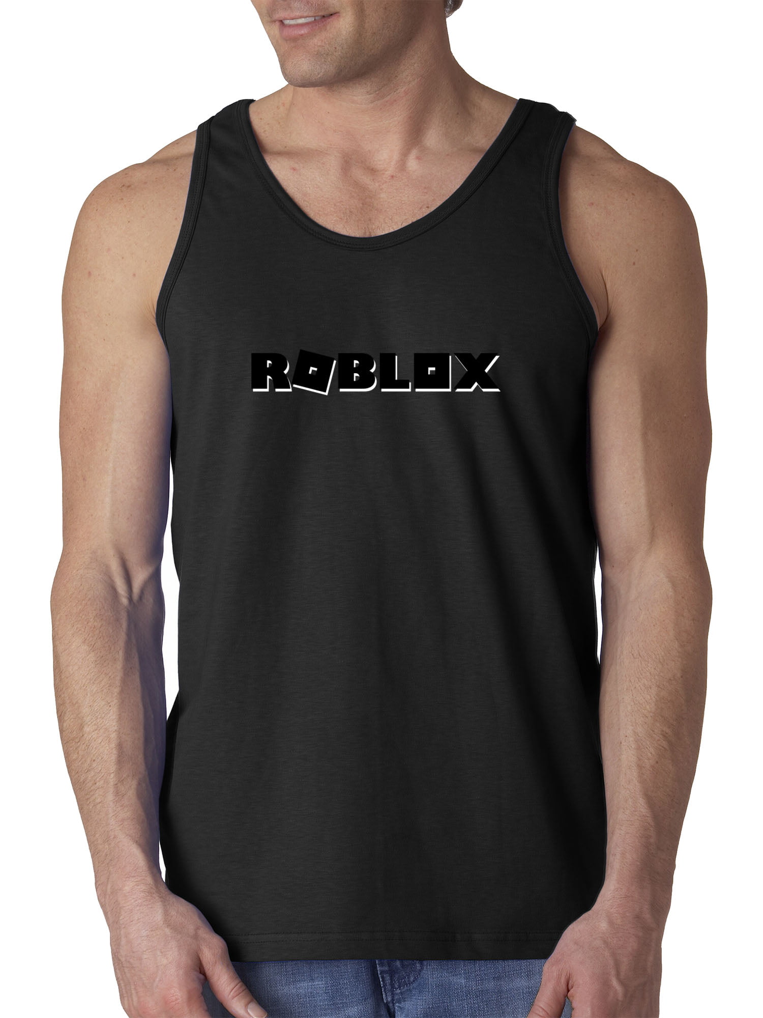 New Way New Way 1168 Men S Tank Top Roblox Block Logo Game Accent 2xl Black Walmart Com Walmart Com - roblox muscle man shirt