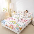 thumbnail image 4 of jejeloiu Cartoon Cute Axolotl Twin Sheet Sets,Colorful Kawaii Rainbow Twin Fitted Sheet,Sweet Dessert Donut Flat Sheet For Girls Kids,Microfiber Bedroom Decor,3 Pieces, 4 of 7