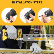 21V Tool Kit with Drill, 120PCS 21V Cordless Drill Set with 3/8 Keyless Chuck of Metal & 25+3 Clutch with Impact, 2 x 2.0Ah Battery & Fast Charger, Max Torque 45Nm, 2-Variable Speed
