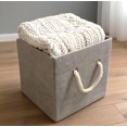 thumbnail image 5 of Hometrends 10.23" x 10.23" x 10.23"H Collapsible Faux Linen Fabric Storage Cube Bin with Cotton Rope Handles (Single), 5 of 5