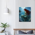 thumbnail image 3 of COMIO Girl Wall Decorations Blue Ocean Wall Art Bedroom Decor for Women Moon Night Wall Painting Shell Canvas Prints Size 12"x 16", 3 of 4