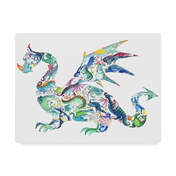 Trademark Fine Art 'Dragon Collage' Canvas Art by Louise Tate