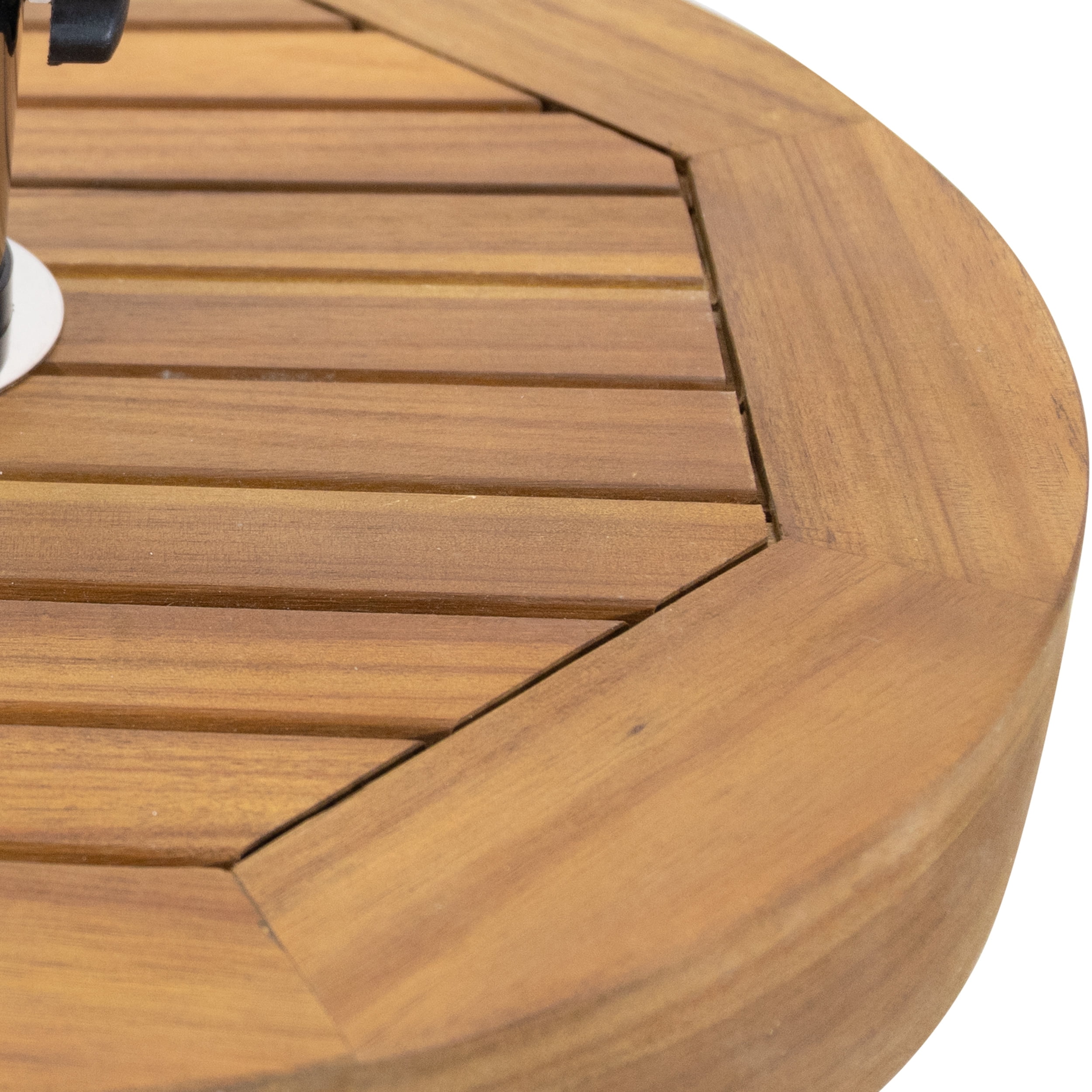 Hanville Acacia Wood Outdoor 33lb Circular Umbrella Base with Stainless Steel Tube, Teak