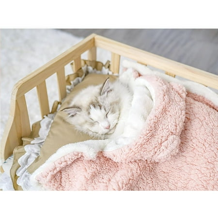Gnmfd Pet Cape Blanket Warm Wearable Dog Robe Blanket with Hood Soft Fleece Sleeping Blanket for Cats Dogs Cozy Pet Bed Cover Winter Travel Home Use Machine Washable Pet Accessories Gift