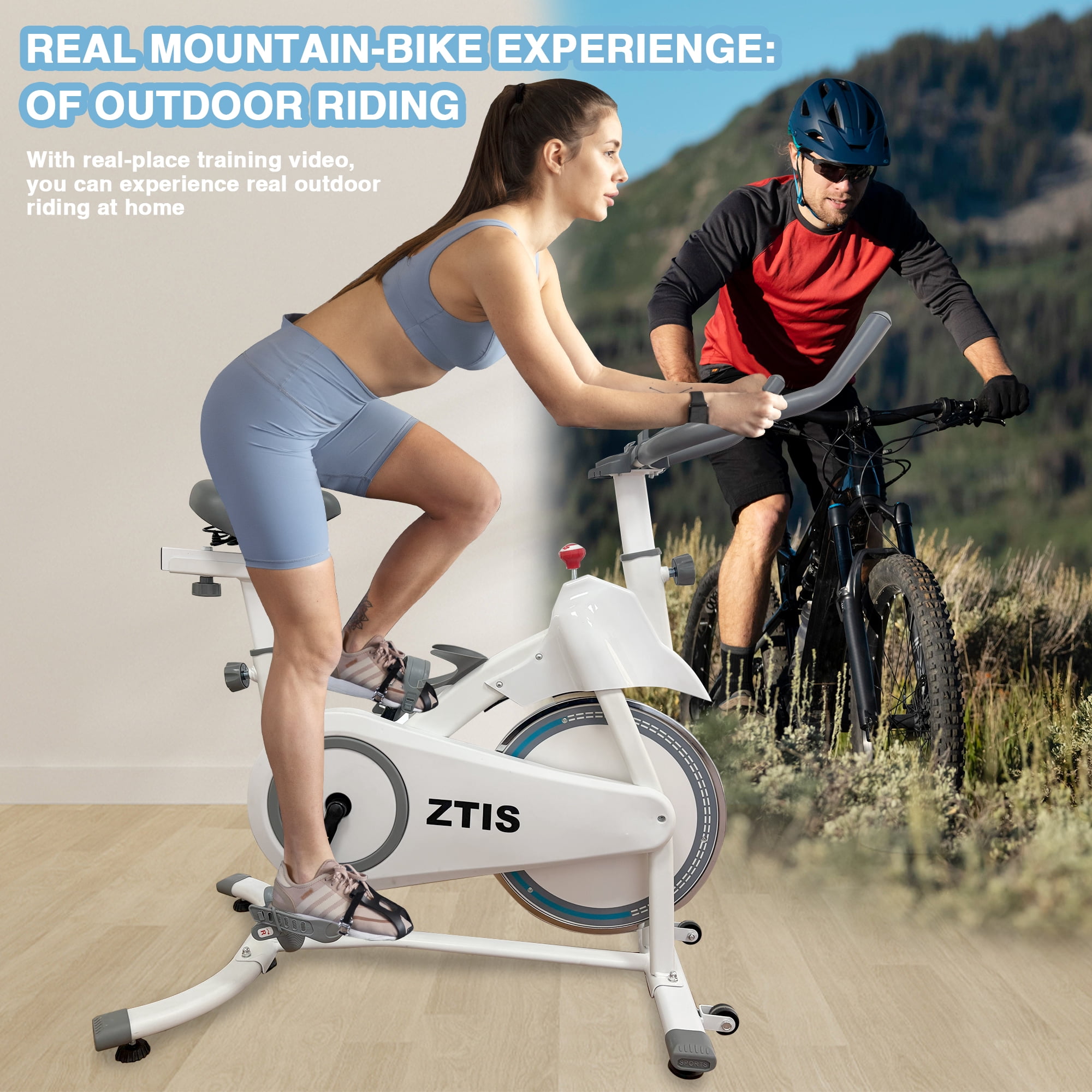 Ztis Exercise Bike, Indoor Cycling Bike Brake Pad/Magnetic Stationary Bike for Home, Adjustable Resistance Silent Belt Drive, Cycle Bike with Comfortable Seat Cushion