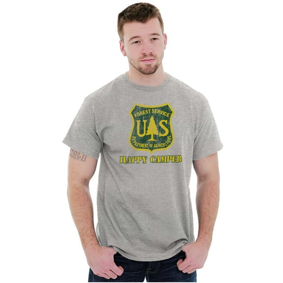Happy Camper US Forest Service Men's Graphic T Shirt Tees Brisco Brands S