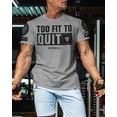 thumbnail image 3 of Gymish Too Fit To Quit Motivational Gym Shirt for Men – Workout T-Shirt, Athletic Fitness Wear, Heather Grey with Sleeve Logo, X-Large, 3 of 6
