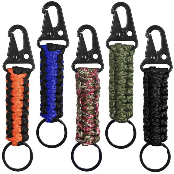 Senhai Braided Carabiner Keychain, Multicolor, 5 Count