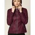 thumbnail image 4 of Made by Johnny Women's Removable Hoodie Motorcyle Jacket XS WINE, 4 of 6