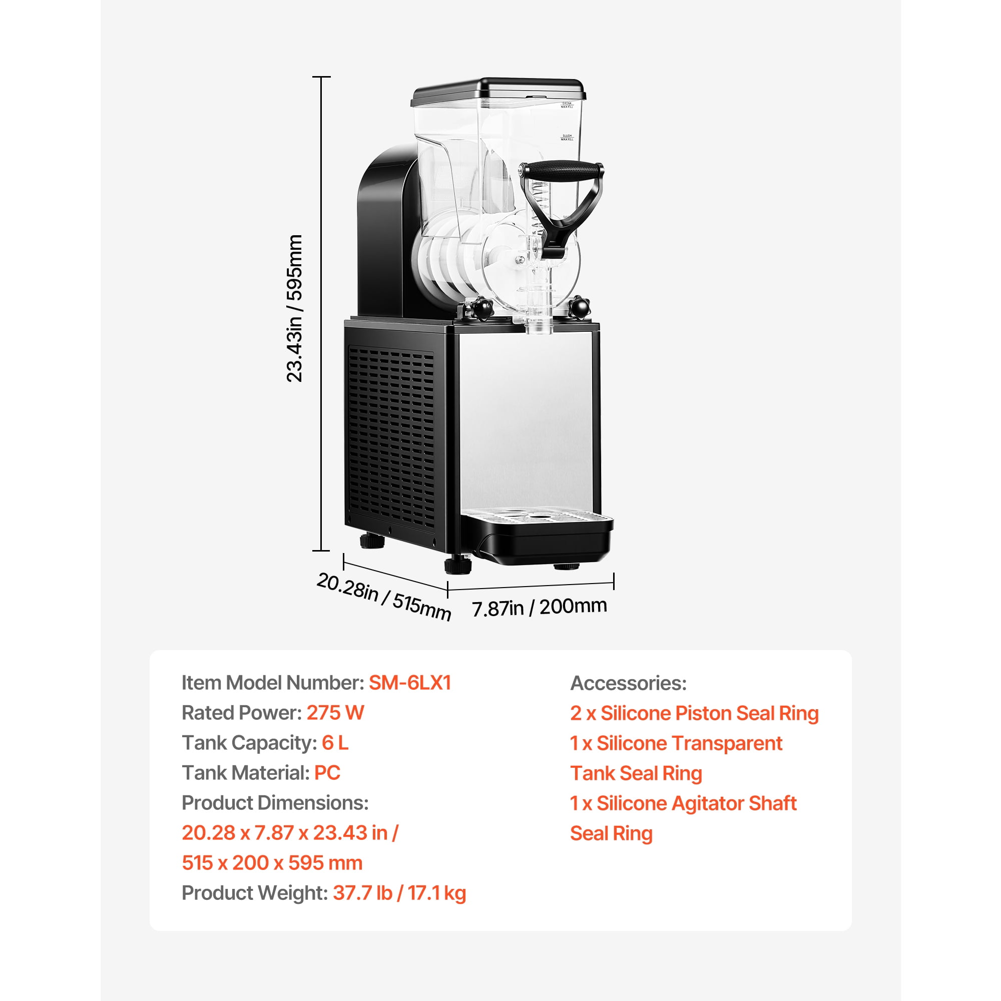 KFFKFF 6L/1.6Gal Commercial Slushie Machine, Frozen Drink Maker with Self-Cleaning Function, Ideal for Restaurants, Bars, and Parties to Prepare Slushies, Margaritas, Milkshakes, and More