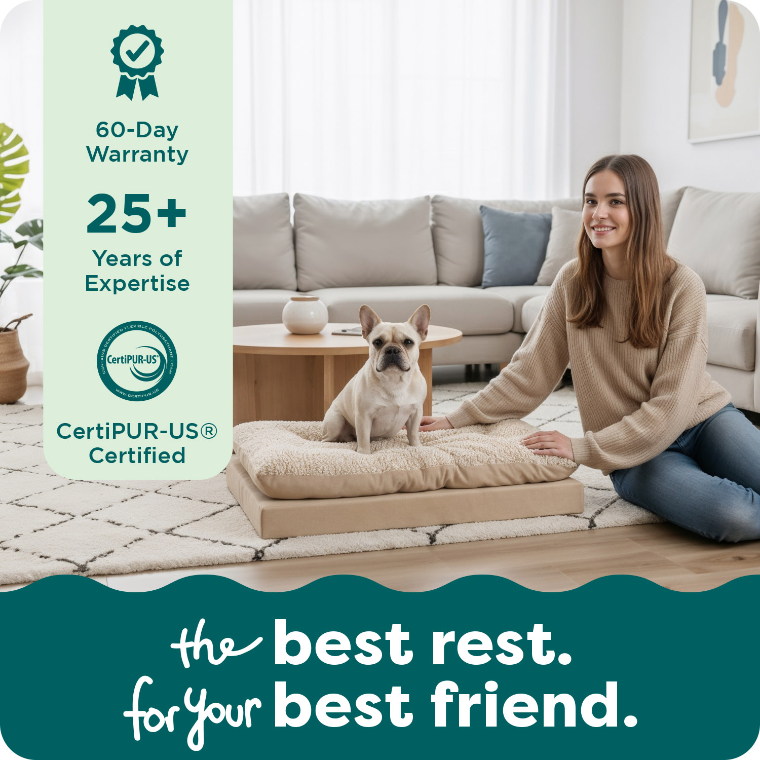 FurHaven Pet Products Medium Embossed Faux Fur & Suede Pillow Top Mattress Dog & Cat Bed, Taupe