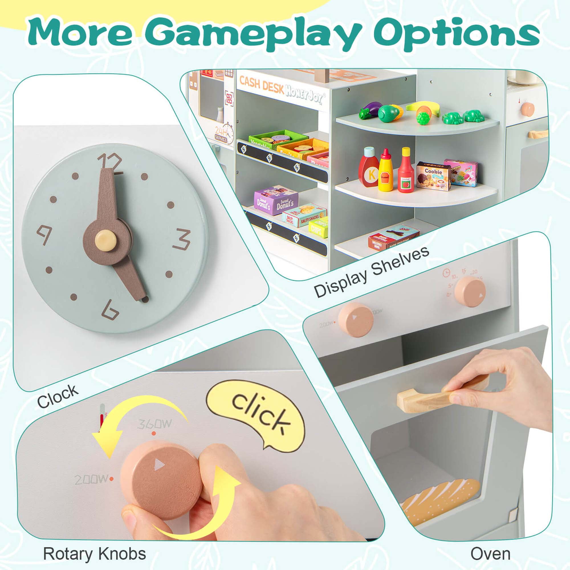 Costway Kids Grocery Store Playset with Vending Machine Checkout Counter Coffee Maker