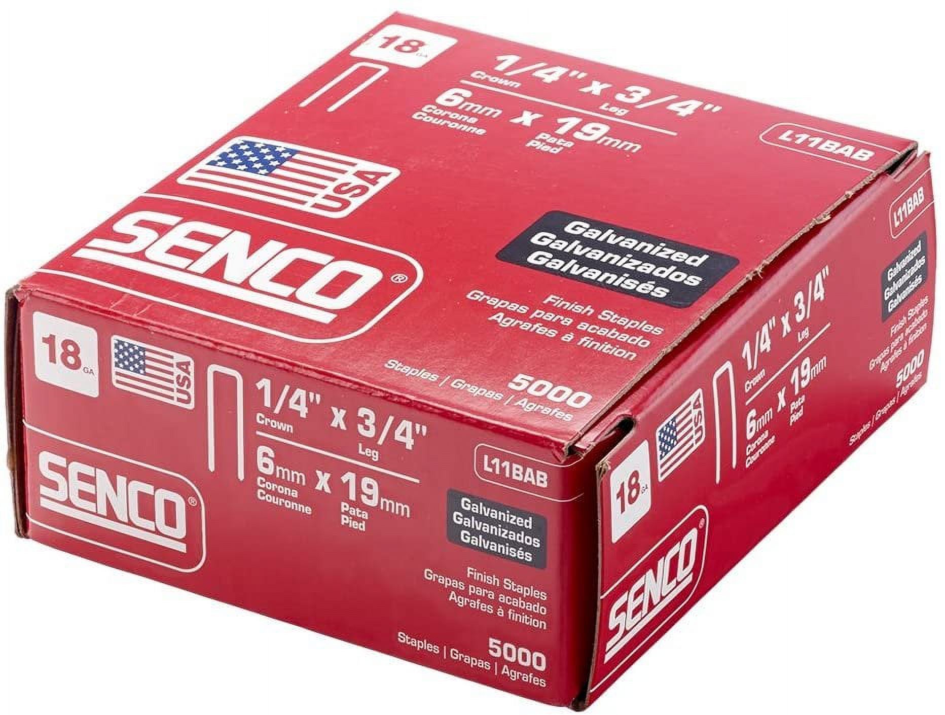 Senco L11BAB 18 Gauge by 1/4-inch Crown by 3/4-inch Leg Electro Galvanized Staples 5,000 per box - image 2 of 2