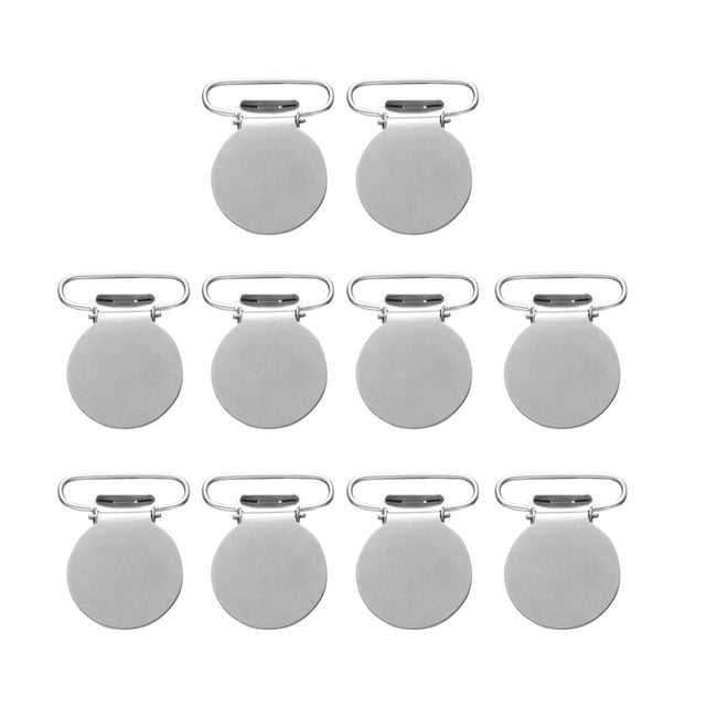 MasteelfCA 10 Pcs Pinces à Bretelles Mode Supports Pinces à Sucette Rondes en Métal Pinces à Boucle Outils de Couture pour Hommes Femmes (Argent)