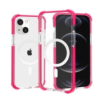 Allytech Case for iPhone 13 6.1 Inch,Clear Case Compatible with Magsafe,Shockproof Transparent Magnetic Acrylic Slim Protective Cover,Pink
