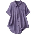 thumbnail image 3 of Horkkom Button Down Shirts for Women Summer Plus Size Short Sleeve Tops Solid Color Casual Tunic Tops with Pocket XXL, 3 of 7
