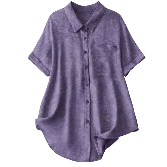 XuJwPNcy Button Down Shirts for Women Short Sleeve Lapel Tops Comfy Chino T Shirts Basic Tunic Summer Tees with Pocket