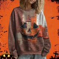 thumbnail image 2 of NMMUED Womens Cute Pumpkin Print Sweatshirts Halloween Graphic Pullovers Crewneck Long Sleeve Oversized Spooky Casual Outfits Orange XXL, 2 of 6