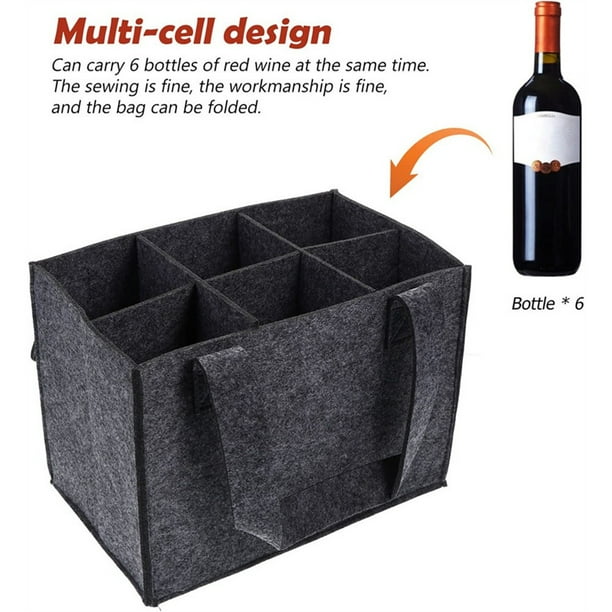 2Pcs Sac à Vin en Feutre Sac Porte-Bouteille de Vin avec 6 Compartiments Sac à Bouteilles 2Pcs Sac à Vin en Feutre Sac Porte-Bouteille de Vin avec 6 Compartiments Sac à Bouteilles