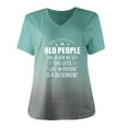 thumbnail image 3 of Womens Top Clearance Women Gradient Print Fashion Short Sleeve V-Neck Letter Print Pullover T-shirt, 3 of 4