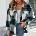 thumbnail image 4 of Lindreshi Shackets for Women with Pockets Women's Casual Plaid Turndown Button Coat Coat Cardigan Coat, 4 of 6