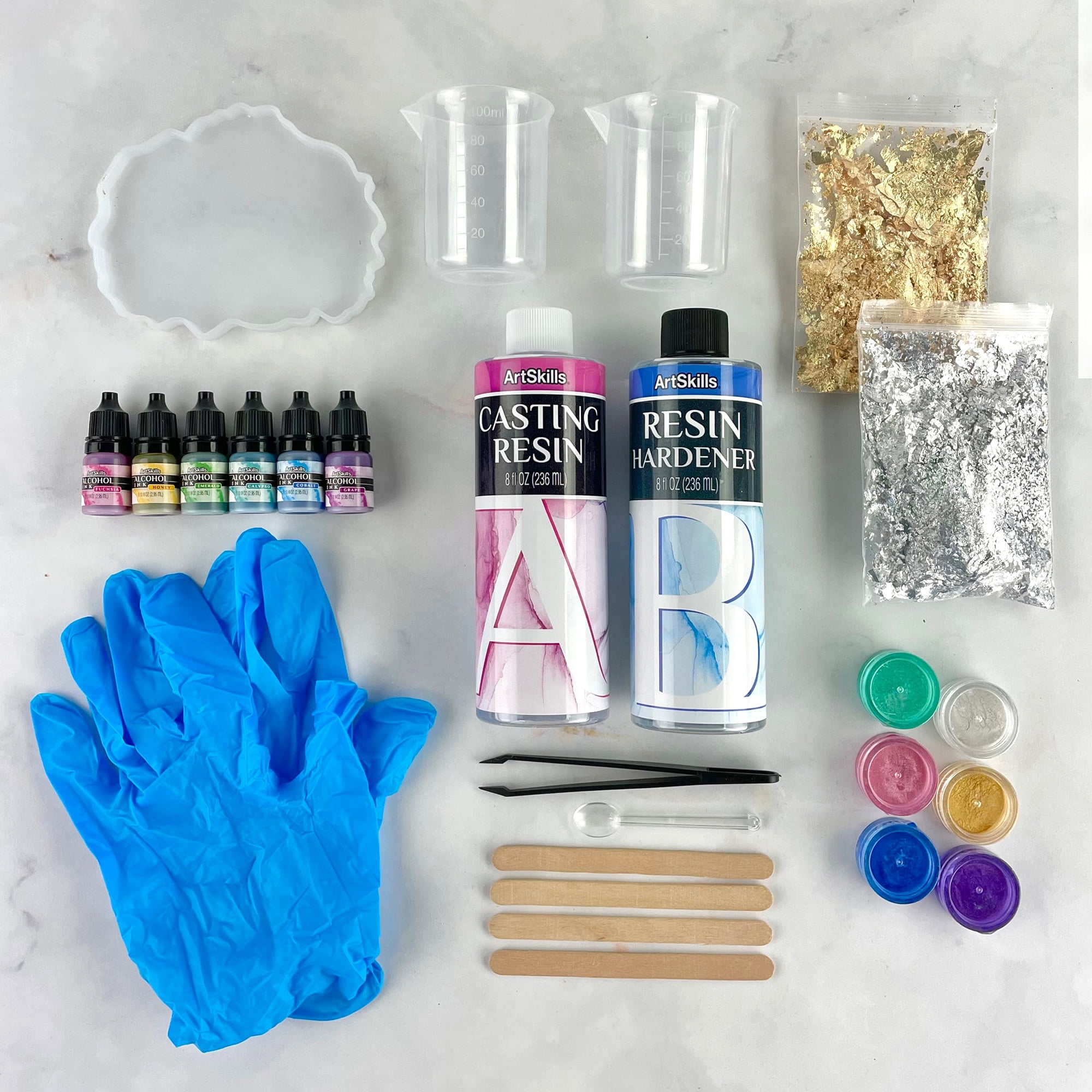 ArtSkills DIY Resin Kit for Unisex Teen and Adult Beginners with Resin Molds and Accessories, 27 Pc