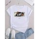 thumbnail image 2 of Camisetas de verano para mujer, con estampado, lindo, holgadas, atléticas, de manga corta, casual, 2025Women's Fashionable Abstract Money Print T-Shirt - Casual Crew Neck, Short Sleeve, Stretchy Pol, 2 of 6