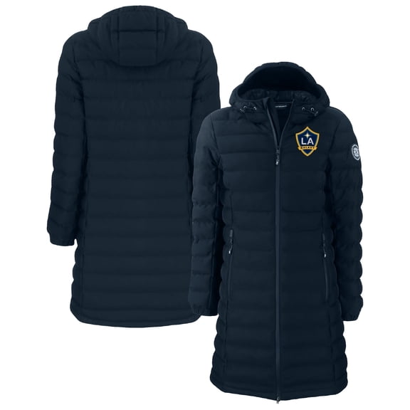Women's-Cutter & Buck  Navy LA Galaxy Mission Ridge Repreve Eco Insulated Long Full-Zip Puffer Jacket