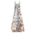 thumbnail image 3 of Femmes Robes d'Été Sans Manches V Cou Imprimé Maxi Robe d'Été Casual Sundress Plage Vacances Partie Cami Tank Robe Partie Longue Robe Sling, 3 of 5