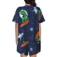 thumbnail image 6 of Goofa Dinosaur Astronaut Space Surfing for Womens Cotton 2 Piece Pajamas Set Classic Short Sleeve Pjs Set Soft Button Down Sleepwear Loungewear-4X-Large, 6 of 7