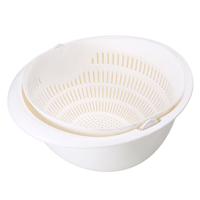 Drain Rack for Kitchen - Durable Fruit & Vegetable Washing Bowl with Double Strainer for Efficient Drying and Rinse