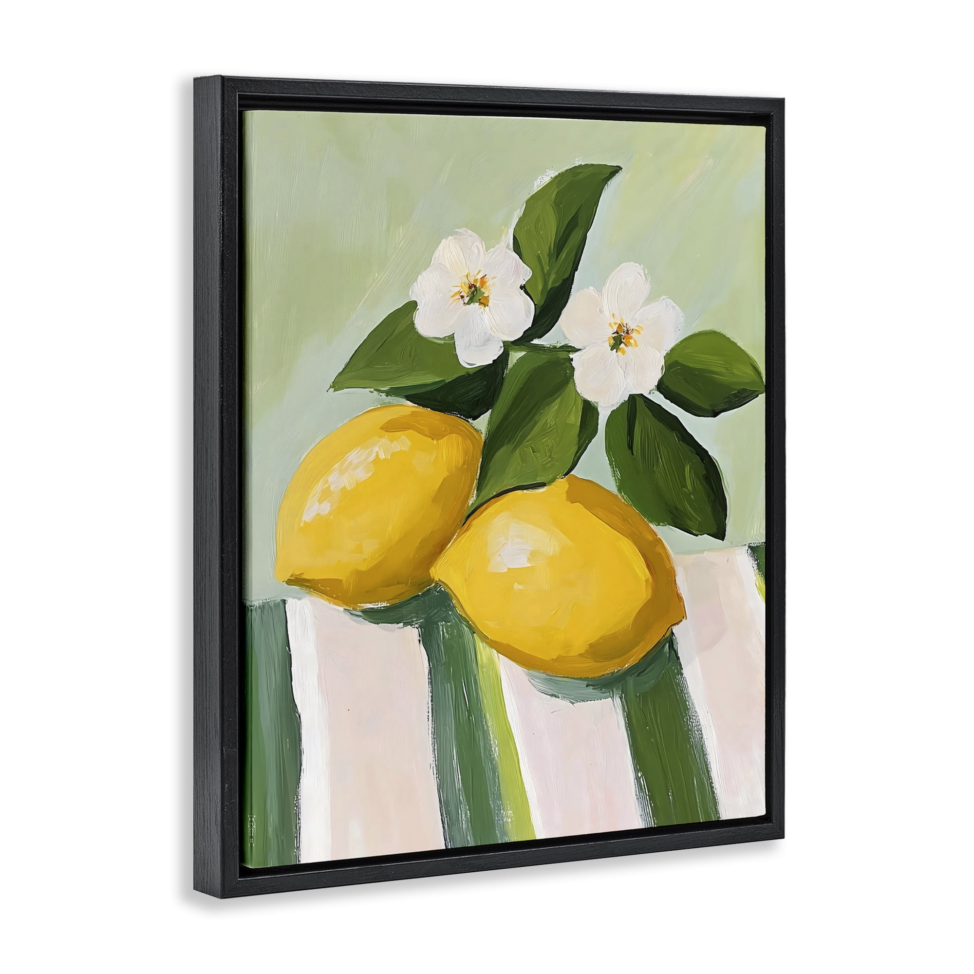 Stupell Industries Lemons And Daisies on Tablecloth Black Framed Floater Canvas Wall Art, design by The Prints Vibe