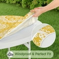 thumbnail image 5 of Yellow Ethnic Floral Pattern Round Fitted Tablecloth with Elastic Edge,Dining Table Cover Waterproof,Outdoor Round Tablecloth for Camping,Dining,Indoor and Outdoor, 5 of 7