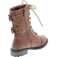 thumbnail image 5 of Link Mango79K Tan Childrens Girls Mid Calf Quilted Back Buckle Lace Up Combat Boots, Tan, 1, 5 of 7