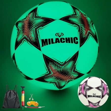 Soccer Ball Glow in The Dark Soccer Ball Size 3/4/ 5 with Pump Glowing Luminious Soccer Balls Gifts for Teens Youth Men Women Indoor-Outdoor Soccer Training