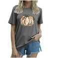 thumbnail image 4 of Womens Blouses Plus Size Pumpkin Printed Short Sleeve Round Neck Womens Golf Shirt,Grey,S, 4 of 4