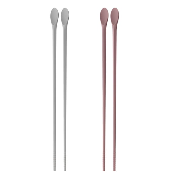 2 Pcs Long Silicone Cooking Chopsticks Set, 12.4 in / 31.5 cm, Pink & Grey, Food-Safe, Reusable Chopsticks, Kitchen Frying, Hot Pot, Serving