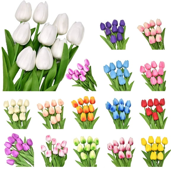 Cheer.US 5Pcs Artificial Flowers, Faux Flowers Fake Silk Tulips Perfect for Indoor Outdoor Home Kitchen Office Table Centerpieces Arrangements Christmas Decor