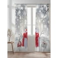 thumbnail image 2 of Christmas Sheer Curtains 84 Inch Long 2 Panels, Cute Red Snowman Pine Branches Winter Snowfall Light Filtering Rod Pocket Semi Sheer Curtains, Sheer Voile Drapes for Living Room Bedroom, 52"x84", 2 of 5