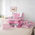 thumbnail image 4 of Erosebridal Pink Sqare Bedding Sets Twin Size,Geometric Buffalo Comforter Sets with Sheets,Ombre Rectangle Bed in a Bag Twin size,Breathable Abstract Bedroom Decorative,Reversible,7-Piece, 4 of 5